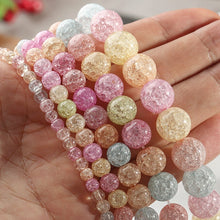 Load image into Gallery viewer, White Snow Cracked Crystal Beads 6/8/10mm Multicolor Round Loose Quartz Crystal Beads for Jewelry Making DIY Bracelet 15inch