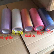 Load image into Gallery viewer, 10Yard/roll 6" 15cm/7.5cm Rainbow Glitter Tulle Roll Sequin Crystal Organza Sheer Fabric DIY Craft Tutu Skirt Home Wedding Decor