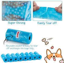 Load image into Gallery viewer, Pet Poop Bags Disposable Dog Waste Bags, Bulk Poop Bags with Leash Clip and Bone Bag Dispenser 5Roll(75Pcs) Bags with Paw Prints