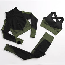 Load image into Gallery viewer, 2/3 Pieces Yoga Set Bar High-Waisted Tight Pants Gym Exercise Clothing Suitable Sportswear For Women Zipper Jacket Leggings Suit