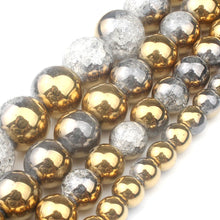 Load image into Gallery viewer, White Snow Cracked Crystal Beads 6/8/10mm Multicolor Round Loose Quartz Crystal Beads for Jewelry Making DIY Bracelet 15inch