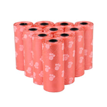 Load image into Gallery viewer, Pet Poop Bags Disposable Dog Waste Bags, Bulk Poop Bags with Leash Clip and Bone Bag Dispenser 5Roll(75Pcs) Bags with Paw Prints