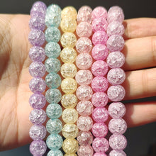 Load image into Gallery viewer, White Snow Cracked Crystal Beads 6/8/10mm Multicolor Round Loose Quartz Crystal Beads for Jewelry Making DIY Bracelet 15inch