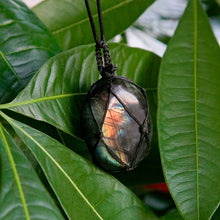 Load image into Gallery viewer, Labradorite Necklace Natural Stone Pendant Wrap braid Necklace Yoga macrame Necklace for men women Energy necklace