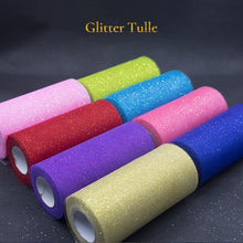 Load image into Gallery viewer, 25Y Glitter Tulle Rolls White Tulle Sparkly Glitter Organza Mesh Fabric Tutu Skirt