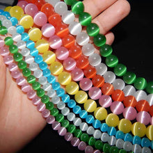 Load image into Gallery viewer, 6-8-10-12 mm Natural Stone Pink White Moonstone Cat Eye Beads For Jewelry Making Smooth Loose Spacer Beads Opal Diy Charm Bracelets Necklace