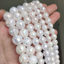 Load image into Gallery viewer, White Snow Cracked Crystal Beads 6/8/10mm Multicolor Round Loose Quartz Crystal Beads for Jewelry Making DIY Bracelet 15inch