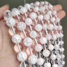 Load image into Gallery viewer, White Snow Cracked Crystal Beads 6/8/10mm Multicolor Round Loose Quartz Crystal Beads for Jewelry Making DIY Bracelet 15inch
