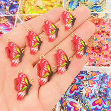 Load image into Gallery viewer, JQ 20Pcs/Lot 2022 Trend Cute Enamel Butterfly Pendant Golden Insect Alloy Charm For Earrings Necklace Jewelry Making Supplies