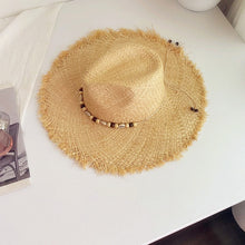 Load image into Gallery viewer, 2023 Summer Natural Raffia Straw Hat Large Wide Brim Sun Hats for Women Panama Ladies UPF Travel Holiday Beige Beach Floppy Hat