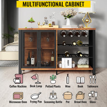 Load image into Gallery viewer, VEVOR Industrial Bar Cabinet Wine Bar Cabinet Table with Wine Rack & Glass Holder for Dining Living Room 47/55 Inch Rustic Oak