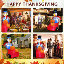 Load image into Gallery viewer, Costway 6 FT Thanksgiving Inflatable Turkey Pushing Pumpkin Cart Lighted Holiday Decor