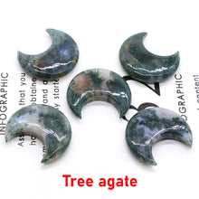 Load image into Gallery viewer, 30MM Moon Shape Statue Natural Crystal Stone Colorfull Mascot Meditation Reiki Healing Polished Gem Collection Home Decoration