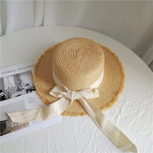 Load image into Gallery viewer, 2023 Summer Natural Raffia Straw Hat Large Wide Brim Sun Hats for Women Panama Ladies UPF Travel Holiday Beige Beach Floppy Hat