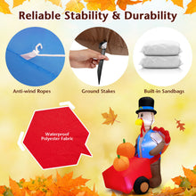 Load image into Gallery viewer, Costway 6 FT Thanksgiving Inflatable Turkey Pushing Pumpkin Cart Lighted Holiday Decor