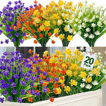 Load image into Gallery viewer, 20 Bundles Artificial Flowers for Outdoor Decoration Spring Summer Decoration UV Resistant Faux Outdoor Home Garden Decor