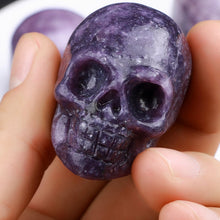 Load image into Gallery viewer, Raw Natural Amethyst Rose Quartz Crystal Skull Carved Sculpture Healing Chakra Rock Stone Skeleton