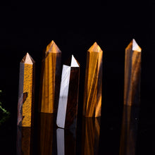 Load image into Gallery viewer, Raw Natural Tiger Eye Jade Quartz Crystal Point Hexagonal Wand 40-80mm