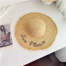 Load image into Gallery viewer, 2023 Summer Natural Raffia Straw Hat Large Wide Brim Sun Hats for Women Panama Ladies UPF Travel Holiday Beige Beach Floppy Hat