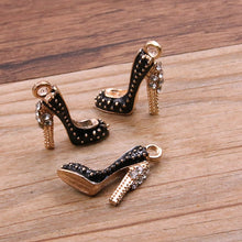 Load image into Gallery viewer, 4Pcs 14*18mm Four Color Alloy Metal Drop Oil High Heels Charms Pendant For DIY Bracelet Necklace Jewelry Making