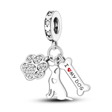 Load image into Gallery viewer, 925 Sterling Silver Colorful Lovely Pets Cat Dangle Sunflower Butterfly Sloth Charms Beads Fit Pandora Bracelet Necklace Jewelry