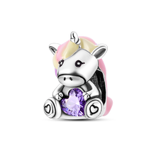 Load image into Gallery viewer, 925 Sterling Silver Colorful Lovely Pets Cat Dangle Sunflower Butterfly Sloth Charms Beads Fit Pandora Bracelet Necklace Jewelry