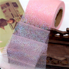 Load image into Gallery viewer, 6cm*5Yards Symphony Silver Dot Mesh Curly Rainbow Tulle Bow Accessories Gift DIY Craft Party Wedding Christmas Decoration Pink