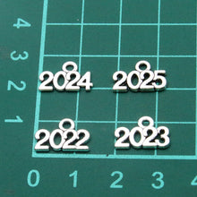 Load image into Gallery viewer, 60PCS 10*14mm Metal Alloy Photo Color Years Charms 2022 2023 2024 2025 Pendant For Jewelry Making DIY Handmade Craft