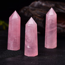 Load image into Gallery viewer, Raw Natural Pink Rose Quartz Crystal Point Wand Hexagonal 40-90mm
