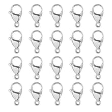 Load image into Gallery viewer, 20pcs/lot 18K Gold Plated Stainless Steel Lobster Clasp DIY Jewelry Finding Supplies 9-15mm Bracelet Necklace Making Clasps