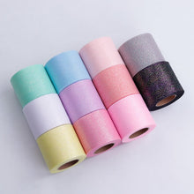 Load image into Gallery viewer, 6cm*5Yards Symphony Silver Dot Mesh Curly Rainbow Tulle Bow Accessories Gift DIY Craft Party Wedding Christmas Decoration Pink