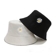 Load image into Gallery viewer, Summer Double-Sided Daisy Bucket Hats Women's Embroidery Hip Hop Panama Bob Caps Folded Beach Sun Fisherman Hat for Ladies Mens