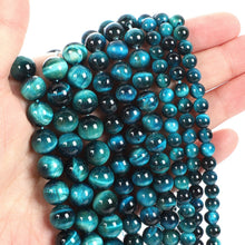 Load image into Gallery viewer, 4/10mm Natural Stone Beads Tiger Eye Amazonite Rose quartz Turquoises Obsidian Agates Beads For Jewelry Making DIY Bracelet