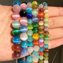 Load image into Gallery viewer, 6-8-10-12 mm Natural Stone Pink White Moonstone Cat Eye Beads For Jewelry Making Smooth Loose Spacer Beads Opal Diy Charm Bracelets Necklace
