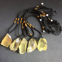 Load image into Gallery viewer, Natural Yellow Citrine Quartz Crystal Point Pendant Reiki Healing Mineral Rock Rough Ore Chakra Stone Pendulum Necklace Jewelry