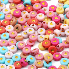 Load image into Gallery viewer, 200/300Pcs Mixed Charm Heart Acrylic Beads Flat Round Loose Spacer Beads For Needlework Diy Jewelry Making Bracelet Necklace