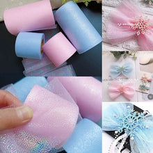Load image into Gallery viewer, 6cm*5Yards Symphony Silver Dot Mesh Curly Rainbow Tulle Bow Accessories Gift DIY Craft Party Wedding Christmas Decoration Pink
