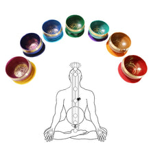 Load image into Gallery viewer, Nepal Brass Tibetan Bowls 7 Chakras Metals Sound Bowl Colorful Handmade Buddhist Singing Bowl Yoga Meditation Mindfulness Gifts