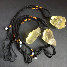 Load image into Gallery viewer, Natural Yellow Citrine Quartz Crystal Point Pendant Reiki Healing Mineral Rock Rough Ore Chakra Stone Pendulum Necklace Jewelry