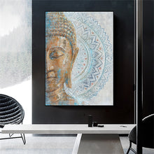 Load image into Gallery viewer, Gold Buddha Portrait Canvas Painting Modern Mandala Buddha Art Print Poster Wall Art Picture Bedroom Meditation Room Decor
