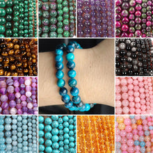 Load image into Gallery viewer, 4/10mm Natural Stone Beads Tiger Eye Amazonite Rose quartz Turquoises Obsidian Agates Beads For Jewelry Making DIY Bracelet