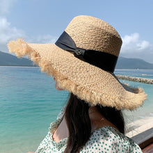 Load image into Gallery viewer, 2023 Summer Natural Raffia Straw Hat Large Wide Brim Sun Hats for Women Panama Ladies UPF Travel Holiday Beige Beach Floppy Hat