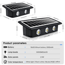 Load image into Gallery viewer, Decorative Solar Wall Lights Auto ON/Off Solar Garden Step Stair Lights IP65 Waterproof RGB White/Warm White Outdoor Solar Light