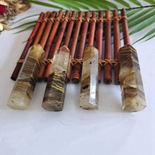 Load image into Gallery viewer, 60-90mm Natural Yellow Red Smelting Lemurian Citrine Quartz Crystal Point Hexagonal Wand
