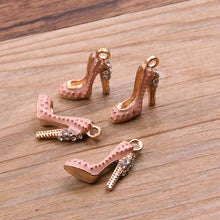 Load image into Gallery viewer, 4Pcs 14*18mm Four Color Alloy Metal Drop Oil High Heels Charms Pendant For DIY Bracelet Necklace Jewelry Making