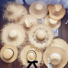 Load image into Gallery viewer, 2023 Summer Natural Raffia Straw Hat Large Wide Brim Sun Hats for Women Panama Ladies UPF Travel Holiday Beige Beach Floppy Hat