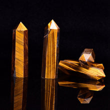 Load image into Gallery viewer, Raw Natural Tiger Eye Jade Quartz Crystal Point Hexagonal Wand 40-80mm