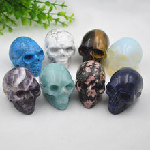 Load image into Gallery viewer, Raw Natural Amethyst Rose Quartz Crystal Skull Carved Sculpture Healing Chakra Rock Stone Skeleton