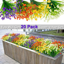 Load image into Gallery viewer, 20 Bundles Artificial Flowers for Outdoor Decoration Spring Summer Decoration UV Resistant Faux Outdoor Home Garden Decor