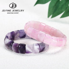 Load image into Gallery viewer, JD Natural Stone Purple Amethyst Rose Quartz Square Beads Bracelet Women Elegant Energy Healing Crystal Bangle Fashion Jewelry